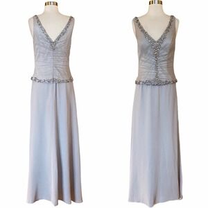 LARA A-Line Formal Dress Chiffon Layer Rhinestones Embellished Prom Gown Gray 8